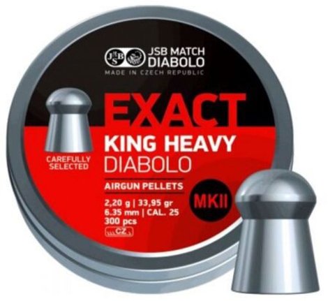 JSB King Heavy MKII Airgun Pellets .25 - 6.35 _ 25.39 grain 350 pc