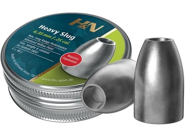 H&N .25 Airrifle Slugs HP Heavy 44 Grain 100 pc (.249 / 6.33)