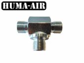 Tee or T-bar adaptor 3 x 1/4 BSP male with cone for bonded seals