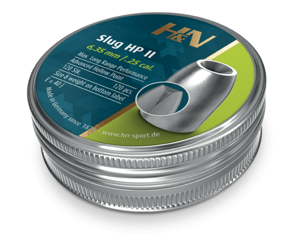 H&N .25 Airrifle Slugs HP II 32 Grain 120 pc (.250 / 6.35)