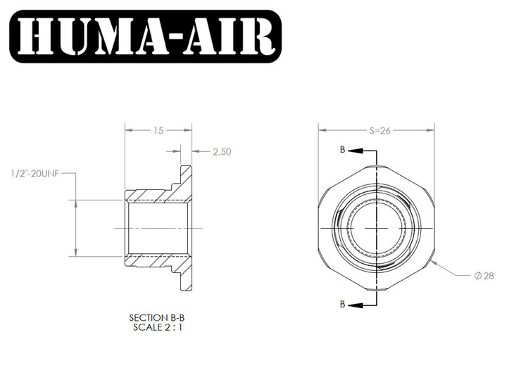 Quick Detach Moderator Adaptor 1/2 UNF Barrel Part (H-LOC B-28_1/2UNF)