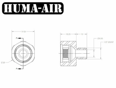 Quick Detach Moderator Adaptor 1/2 UNF Moderator Part (H-LOC M-28_1/2UNF)