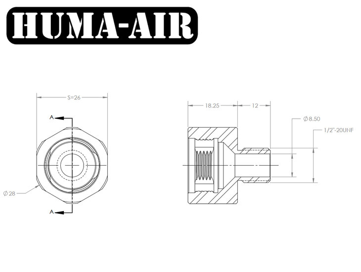 Quick Detach Moderator Adaptor 1/2 UNF Moderator Part (H-LOC M-28_1/2UNF)