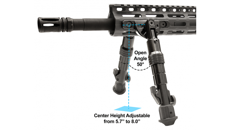 UTG Recon Flex M-LOK Bipod 5.7″-8″ Center Height (TL-BPDM01)