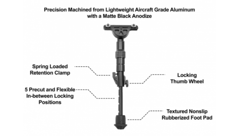 UTG Recon Flex M-LOK Bipod 5.7″-8″ Center Height (TL-BPDM01)