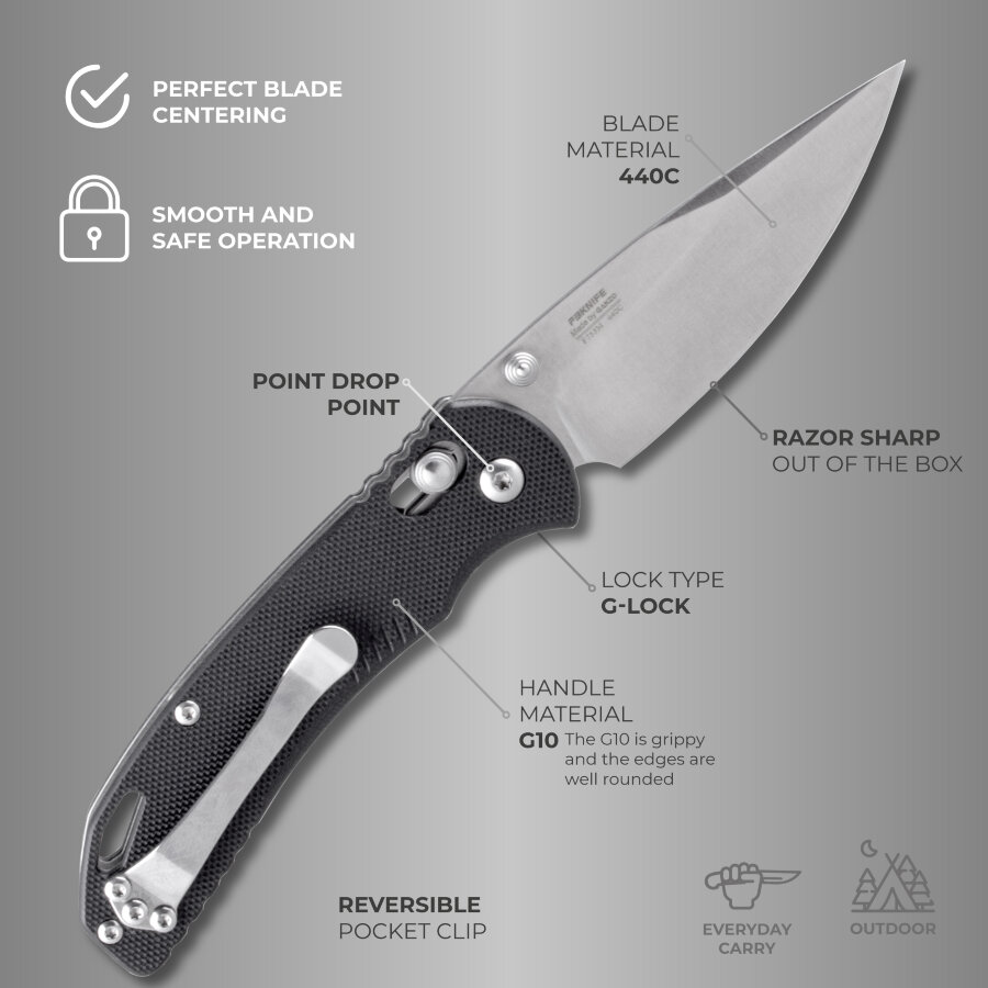 Ganzo G6252 Black Folding Knife