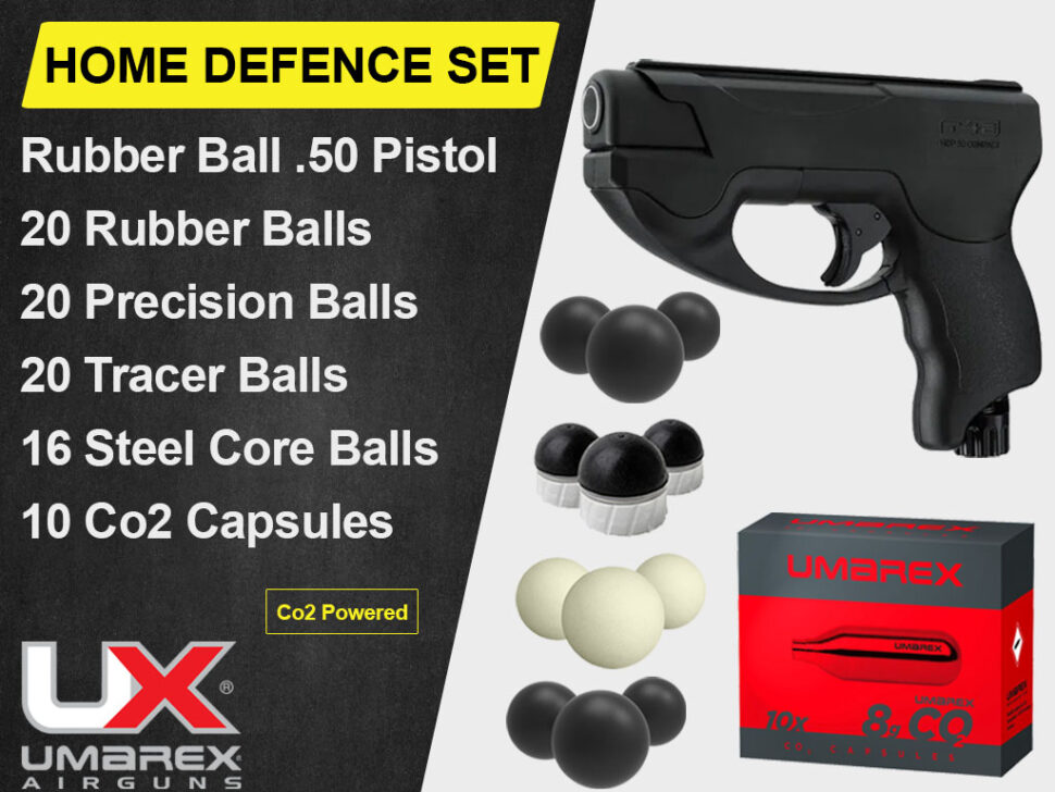 Semi Automatic .50 Big Bore Self Defence Rubber Ball Air Pistol Set