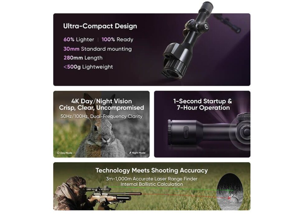 HikMicro Alpex 4K Lite A40EL LRF Night Vision Rifle Scope